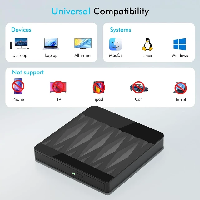 Alt view image 5 of 7 - External Blu-ray Drive & Blu-ray Burner with 3D Playback Support