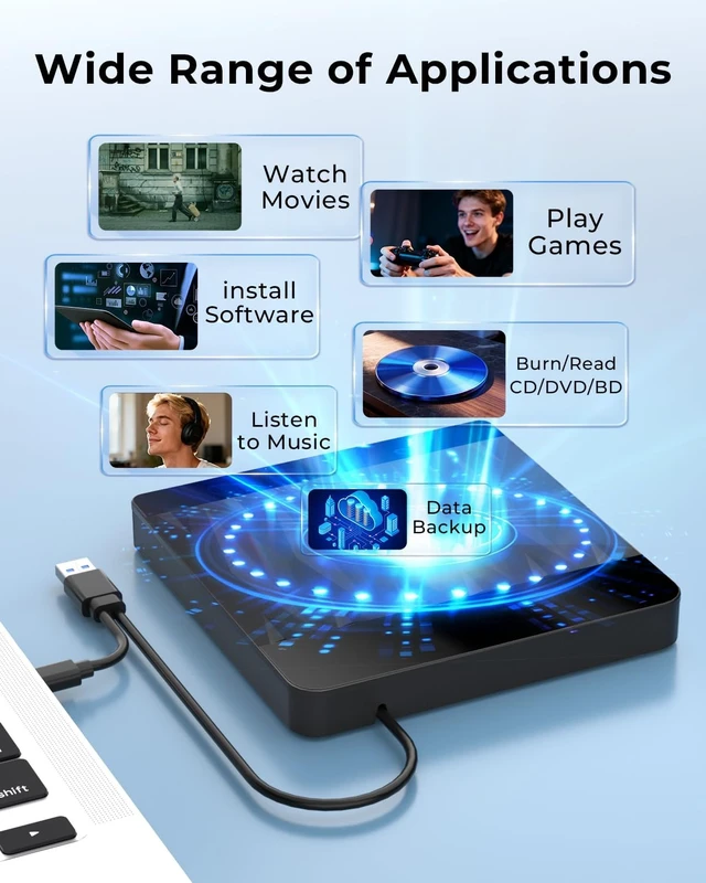 Alt view image 6 of 7 - External Blu-ray Drive & Blu-ray Burner with 3D Playback Support