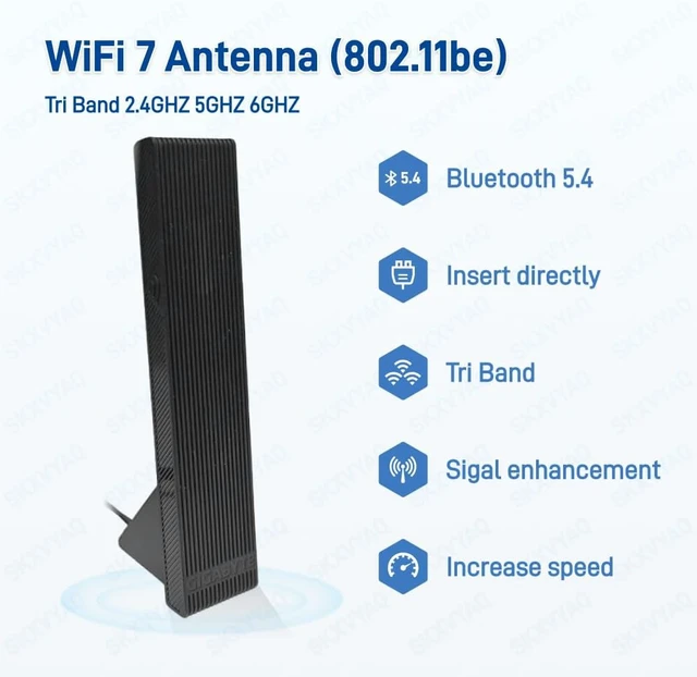 Alt view image 3 of 7 - Magnetic WiFi 7 Antenna for B850 2.4G/5G/6G Tri-Band WiFi 6E