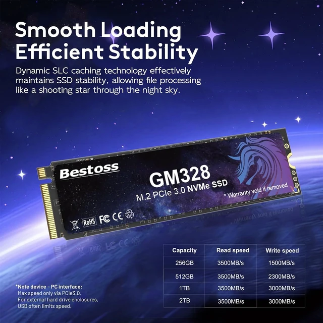 Alt view image 3 of 7 - 2TB M.2 2280 NVMe SSD PCIe 3.0 Internal Solid State Drive, Up to 3500MB/s