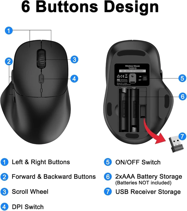 Alt view image 5 of 7 - Ergonomic Wireless Keyboard & Mouse Combo Full-Size Silent Keyboard with Wrist Rest & Phone Holder, 3-Level DPI Mouse, 2.4G Lag-Free, Long Battery Life for PC/Mac/Windows