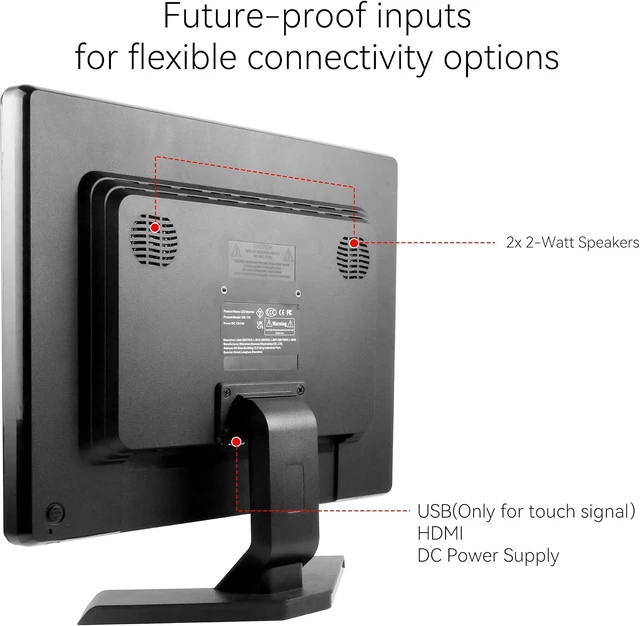 Alt view image 6 of 7 - 17" 10-Point Touchscreen Monitor, 4:3 Full HD 1280x1024 HDMI & USB Ports, VESA, Built-in Speakers, for PC POS Machine Win 10/11