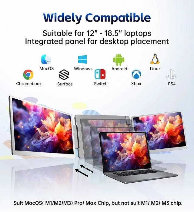 Alt view image 3 of 6 - 15.6'' 1080P IPS Laptop Screen Extender Triple Monitor