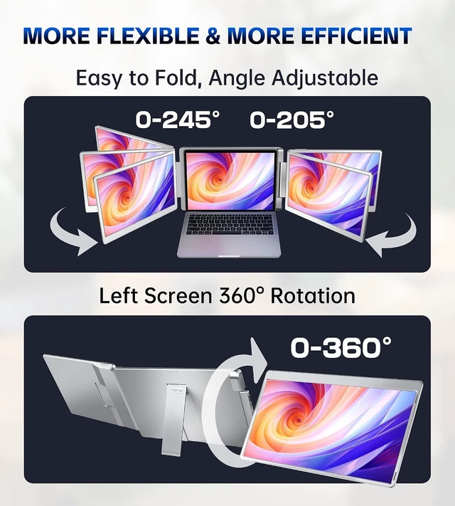 Alt view image 4 of 6 - 15.6'' 1080P IPS Laptop Screen Extender Triple Monitor