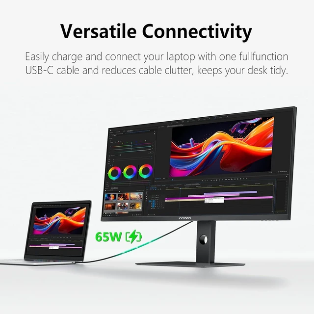 Alt view image 3 of 7 - 40" 5K 5120 x 2160p Ultrawide Monitor, 21:9 IPS 100Hz HDMI/DP/USB-C, FreeSync, HDR400, DeltaE2, Built-in Speakers, Height Adjustable, Black 40C1U