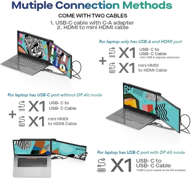Alt view image 2 of 7 - Mobile Pixels Max DS 14.1'' FHD Portable Monitor, New USB Type-C/HDMI