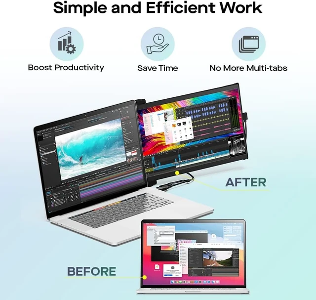Alt view image 3 of 7 - Mobile Pixels Max DS 14.1'' FHD Portable Monitor, New USB Type-C/HDMI