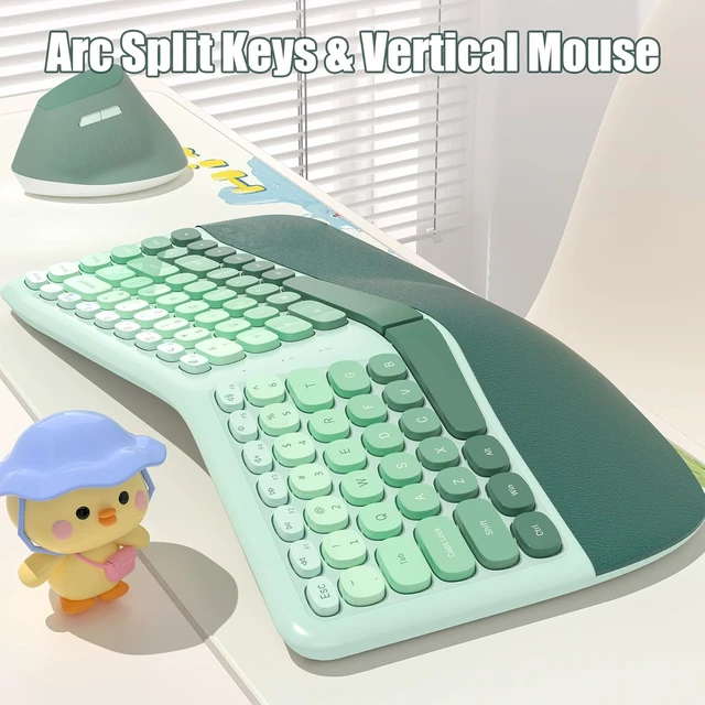 Alt view image 2 of 6 - Ergonomic Wireless Keyboard & Mouse Combo with Wrist Rest