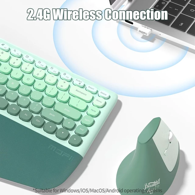 Alt view image 3 of 6 - Ergonomic Wireless Keyboard & Mouse Combo with Wrist Rest
