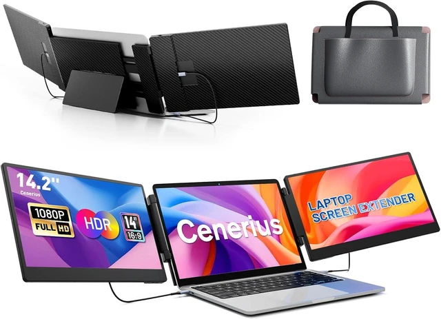 Main image of 14.2" FHD 1080P IPS Laptop Screen Extender Triple Portable Monitor for 13"-17" Laptops, HDMI/USB-A/C Plug & Play for Windows, Mac, Android