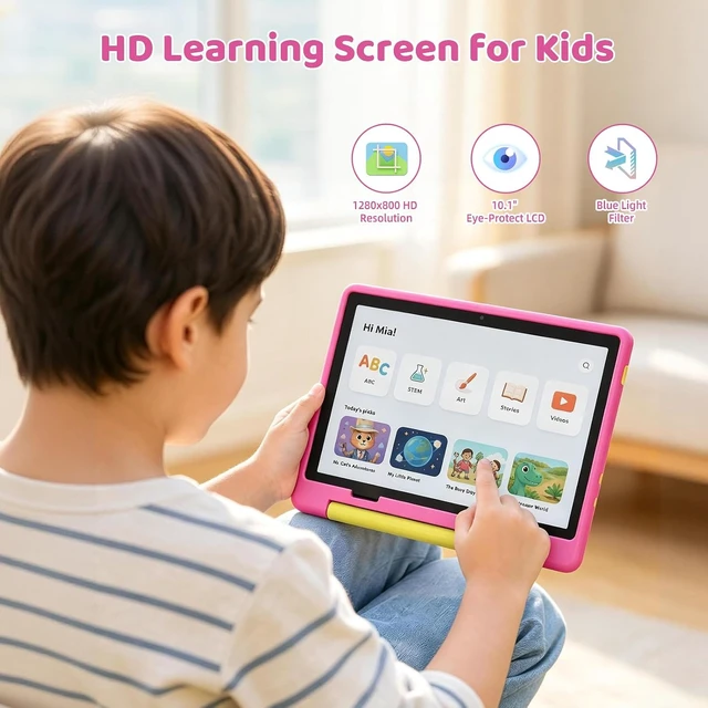 Alt view image 6 of 7 - 10-Inch Android 16 Kids Tablet with Case 24GB RAM 64GB ROM, 6000mAh Battery, Parental Control, Kids Mode, GMS Certified, Dual Camera, Gift, Pink