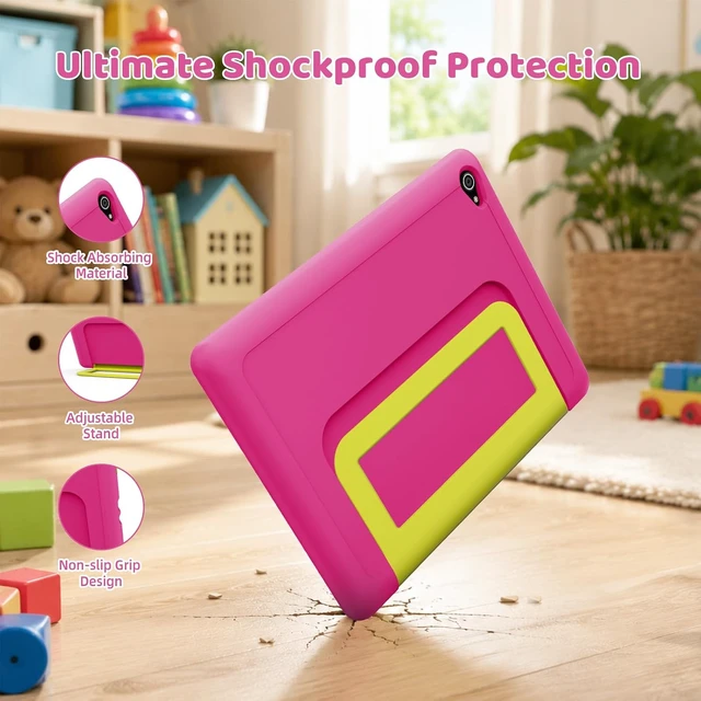 Alt view image 7 of 7 - 10-Inch Android 16 Kids Tablet with Case 24GB RAM 64GB ROM, 6000mAh Battery, Parental Control, Kids Mode, GMS Certified, Dual Camera, Gift, Pink