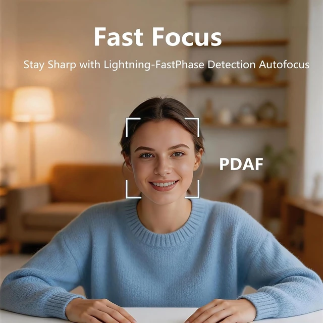 Alt view image 2 of 7 - 4K Ultra HD Webcam with Tripod & Microphone PDAF Autofocus, Privacy Cover, USB-A & USB-C Adapter, Plug & Play for Business Meetings & Live Streaming