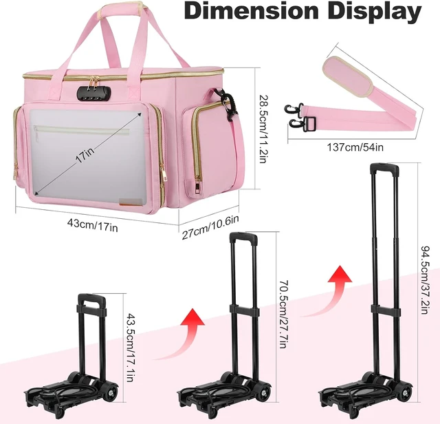 Alt view image 2 of 7 - Rolling Teacher Bag with Wheels Fits 17" Laptop, Pink
