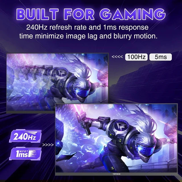 Alt view image 5 of 7 - 24" FHD 1080p Gaming Monitor 240Hz, 1ms