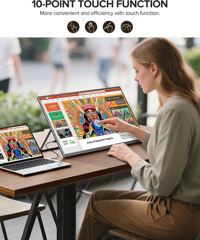 Alt view image 2 of 7 - 24" 120Hz Touchscreen Portable Monitor 1080P, 125% sRGB, 400 Nits