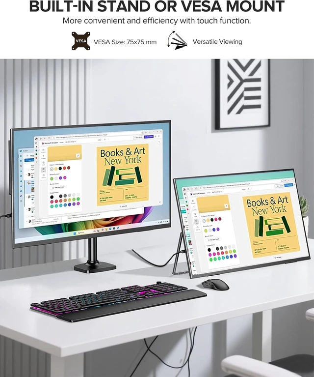 Alt view image 5 of 7 - 24" 120Hz Touchscreen Portable Monitor 1080P, 125% sRGB, 400 Nits