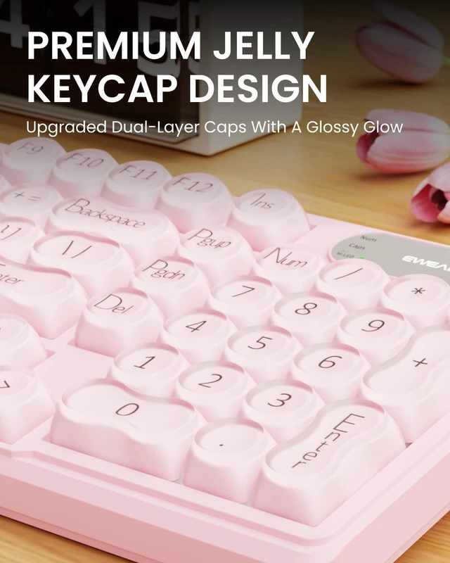 Alt view image 6 of 7 - V102 Wireless Gaming Keyboard 98-Key with Screen & Media Knob, Custom RGB Backlit, Tri-Mode BT5.0/2.4GHz/Wired, Quiet Typing for Windows/Mac, Pink