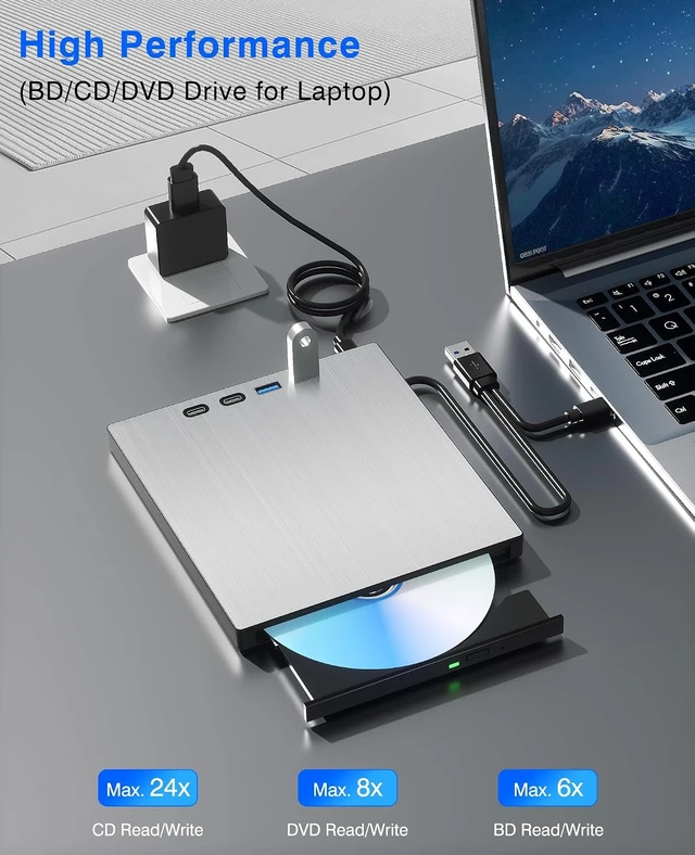 Alt view image 4 of 7 - USB 3.0 Type-C External Blu-ray Drive 100GB Blu-ray Burner