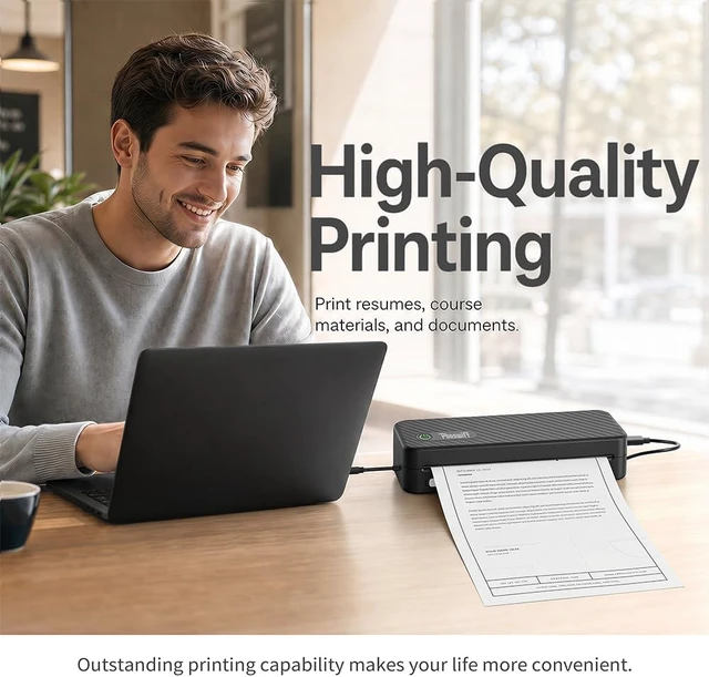 Alt view image 2 of 7 - Inkless Bluetooth Thermal Printer for Laptop/Phone Portable Travel Printer