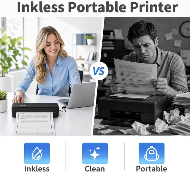 Alt view image 3 of 7 - Inkless Bluetooth Thermal Printer for Laptop/Phone Portable Travel Printer