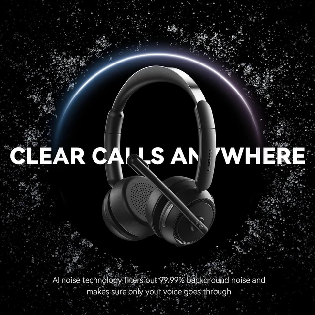 Alt view image 2 of 6 - Bluetooth Wireless Headset with Noise-Cancelling Mic 65 Hrs Working Time, 2.4G for Work/Call Center/PC/Laptop, Teams & Zoom