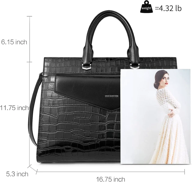 Alt view image 3 of 7 - 15.6-Inch Genuine Leather Laptop Tote Briefcase for Women Work Handbag, Beige