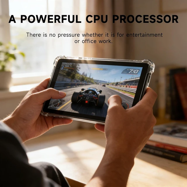 Alt view image 3 of 7 - 7-Inch Android 14 Tablet with Case 8GB RAM 32GB Storage, Quad-Core, Dual Camera, WiFi & BT (with Tablet Cover)