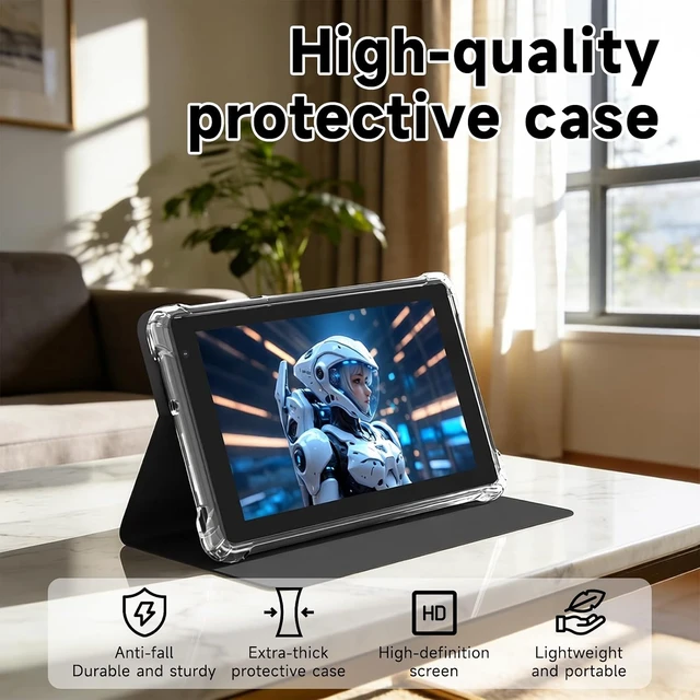 Alt view image 4 of 7 - 7-Inch Android 14 Tablet with Case 8GB RAM 32GB Storage, Quad-Core, Dual Camera, WiFi & BT (with Tablet Cover)