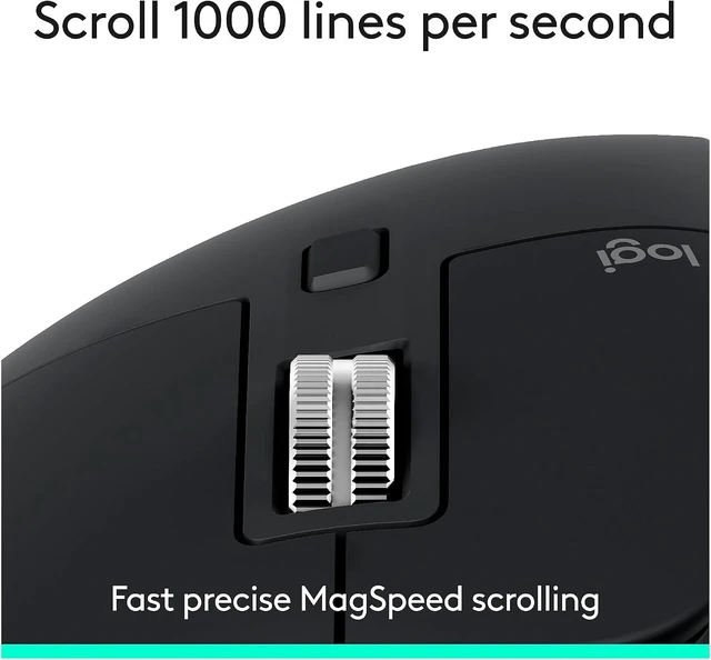 Alt view image 3 of 7 - MX Master 3S Performance Wireless Mouse Ultra-Fast Scrolling, 8K DPI, Track on Glass, Quiet Clicks, Ergo, Bluetooth, Windows/Linux/Chrome, Black