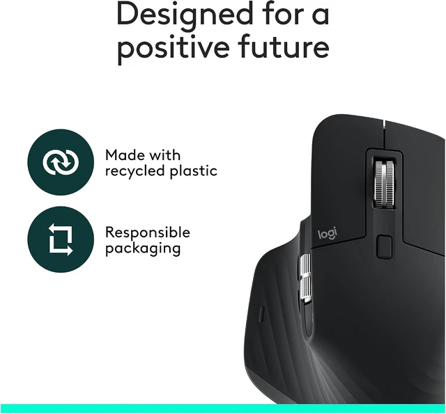 Alt view image 5 of 7 - MX Master 3S Performance Wireless Mouse Ultra-Fast Scrolling, 8K DPI, Track on Glass, Quiet Clicks, Ergo, Bluetooth, Windows/Linux/Chrome, Black
