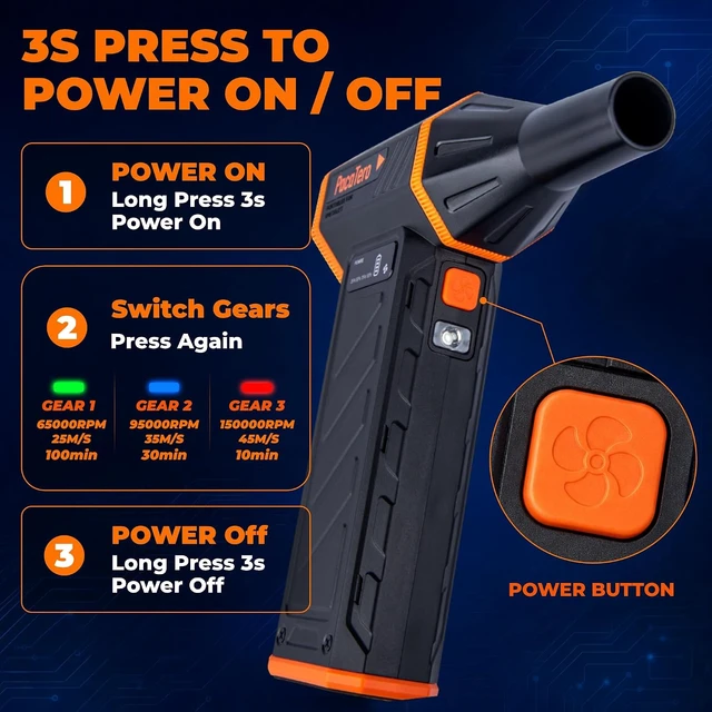 Alt view image 4 of 7 - Cordless Electric Air Duster, 10000mAh & 150000RPM Adjustable, for PC & Keyboard