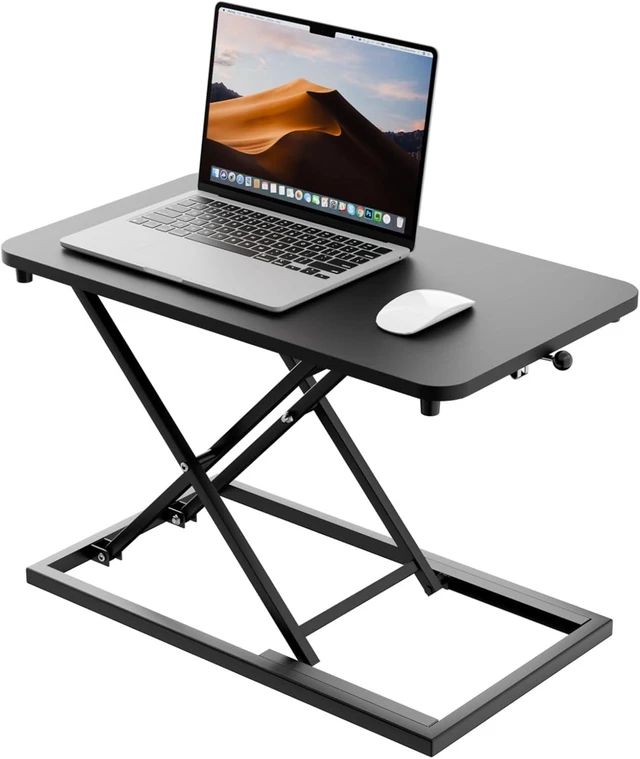 Main image of Height-Adjustable Standing Desk Converter Sit-to-Stand Desk Riser for Laptop & Single Monitor, Ergonomic Home Office Workstation, Black