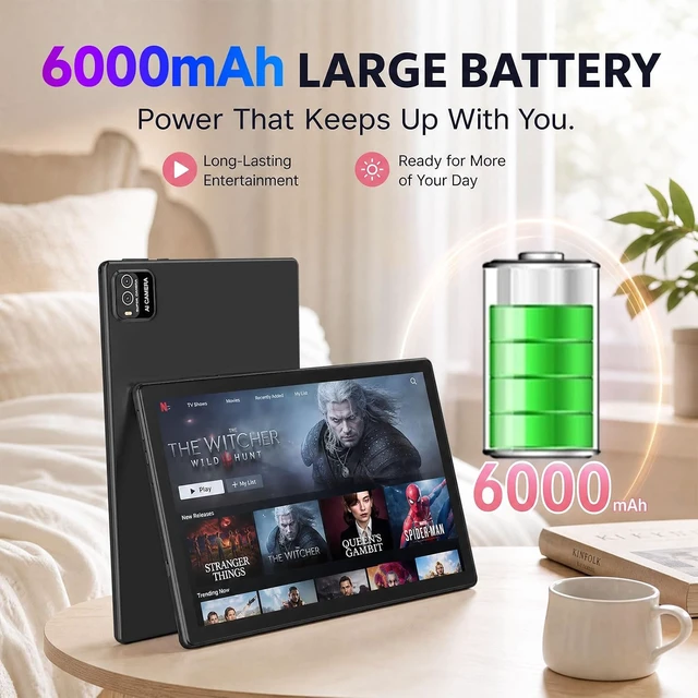 Alt view image 4 of 7 - 10-Inch Android 15 2-in-1 Tablet with Keyboard