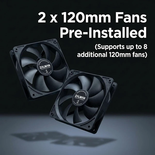 Alt view image 7 of 7 - S4 Compact ATX Mid-Tower Desktop PC Case with 2×120mm Fans