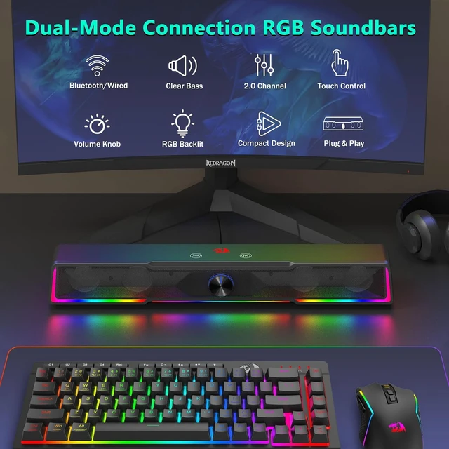 Alt view image 2 of 7 - Bluetooth/USB Dual-Connection Computer Soundbar Speaker