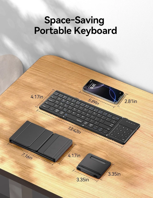 Alt view image 7 of 7 - Bluetooth Foldable Keyboard with Touchpad & Number Pad