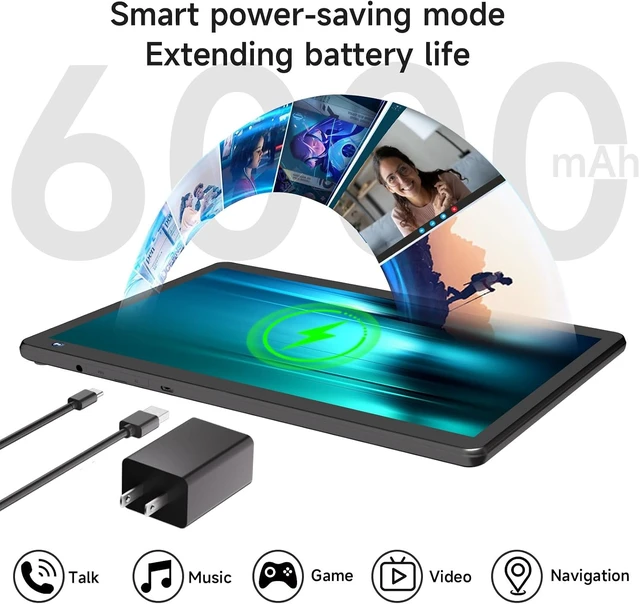 Alt view image 5 of 7 - 10-Inch Android 15 Tablet, 8GB RAM 32GB ROM 1TB Expand 2-in-1 with Keyboard Case Mouse Stylus, 5G WiFi, BT5.0, 6000mAh, 1280x800 HD IPS, 8MP Dual Camera, GMS, Widevine L1, Black