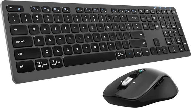 Main image of Wireless Keyboard & Mouse Combo with Scissor-Switch Keys 2-in-1 USB Receiver + Dual Bluetooth, Multi-Device Silent Design for Computer, Laptop, MacBook & iPad (Graphite)