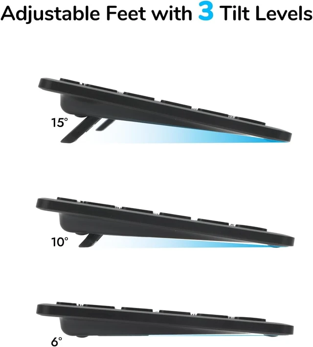 Alt view image 6 of 7 - Wireless Keyboard & Mouse Combo with Scissor-Switch Keys 2-in-1 USB Receiver + Dual Bluetooth, Multi-Device Silent Design for Computer, Laptop, MacBook & iPad (Graphite)