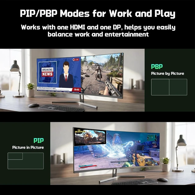 Alt view image 2 of 7 - 34" 200Hz UWQHD Curved Gaming Monitor 3440×1440P