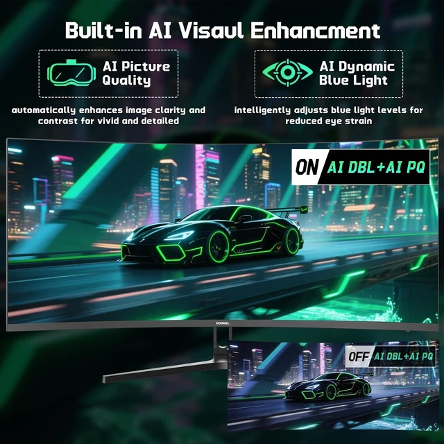 Alt view image 6 of 7 - 34" 200Hz UWQHD Curved Gaming Monitor 3440×1440P