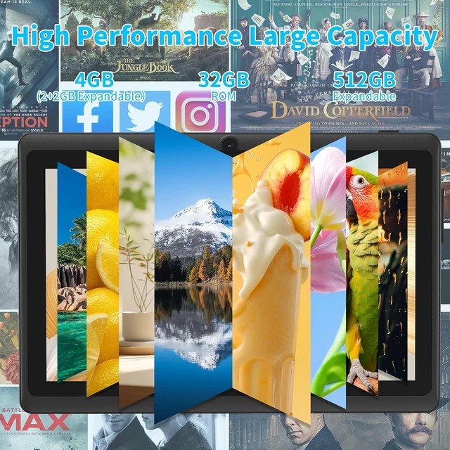 Alt view image 3 of 7 - 7-Inch Android Tablet with Case 32GB + 512GB Expandable, IPS Screen, Black