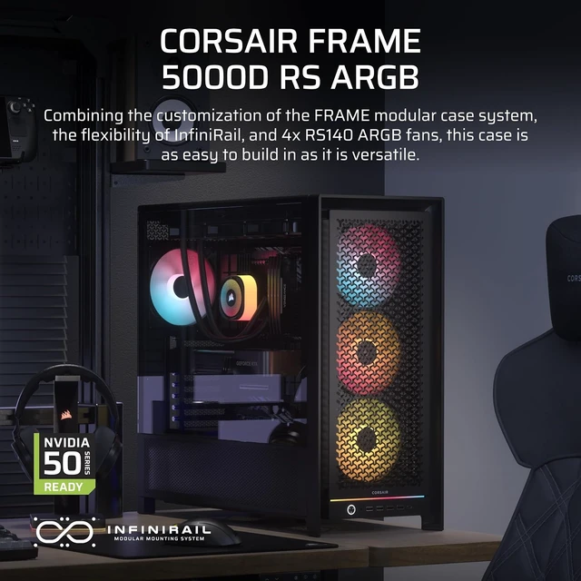 Alt view image 2 of 7 - 5000D RS ARGB Frame Customizable Mid-Tower PC Case, Black