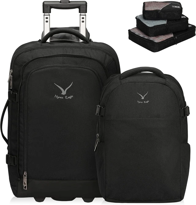 Main image of 22-Inch 63L Rolling Carry-On Travel Backpack 2-in-1 Luggage for Men & Women with 3-Piece Packing Cubes Set