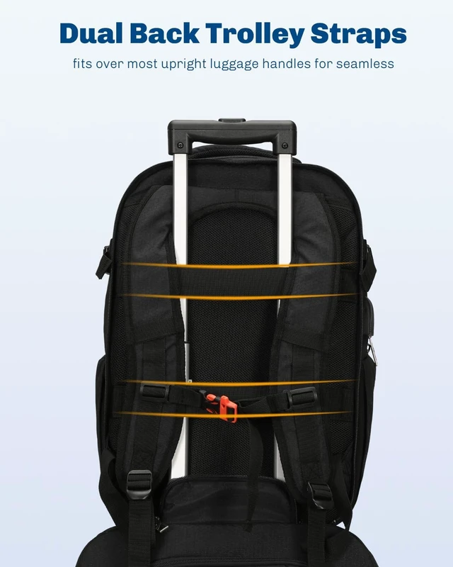 Alt view image 4 of 7 - 22-Inch 63L Rolling Carry-On Travel Backpack 2-in-1 Luggage for Men & Women with 3-Piece Packing Cubes Set