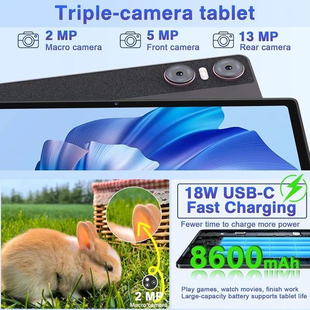 Alt view image 7 of 7 - 11-Inch Android 13 Tablet 16GB + 256GB, 8600mAh, 2K 2000x1200 Display
