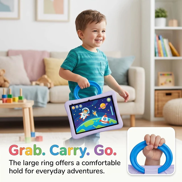 Alt view image 6 of 7 - 10-Inch Android 15 Kids Tablet with Case 8GB (3+5 Extended) RAM + 32GB Storage (Supports 1TB Micro SD), 6000mAh Battery, Dual Cameras, Purple