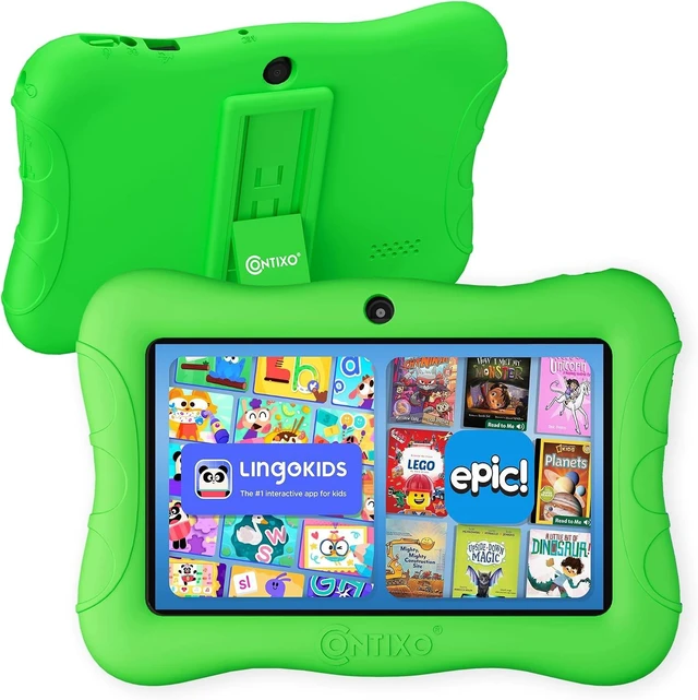 Main image of 7" Kids Tablet, 32GB Android Tablet 14+ Exclusive Learning Games & Educational Apps, WiFi, Parental Controls, Kid-Proof Case & Kickstand, Green
