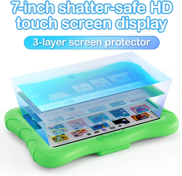 Alt view image 3 of 7 - 7" Kids Tablet, 32GB Android Tablet 14+ Exclusive Learning Games & Educational Apps, WiFi, Parental Controls, Kid-Proof Case & Kickstand, Green